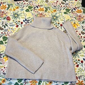 H&M Ribbed Turtleneck Sweater - Light Gray